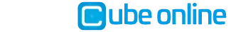 Logo featuring the text 'Powered by Cube Online' in bold colors.